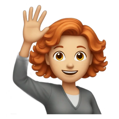 Redhaired lady waving sticker