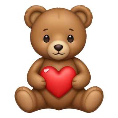 Teddy bear holding a heart sticker