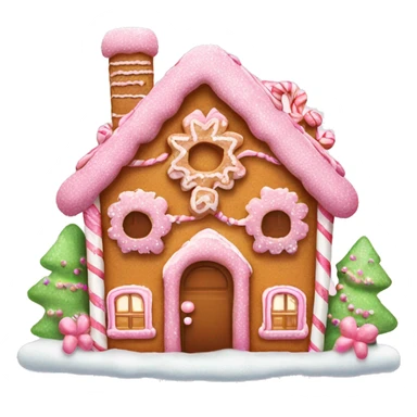pink glittery gingerbread house with bow sticker