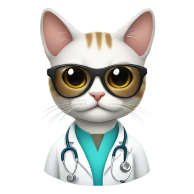 doctor cat wearing black sunglasses sticker
