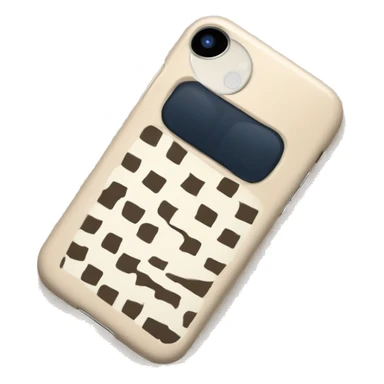 white iPhone 14 with beige checkered case sticker