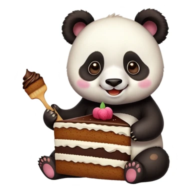 Cute cartoon panda eating cake sticker