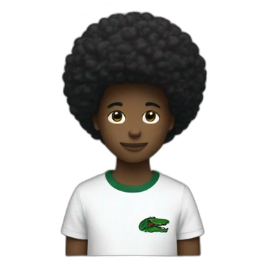 Coupe noir afro avec un t-shirt Lacoste  sticker