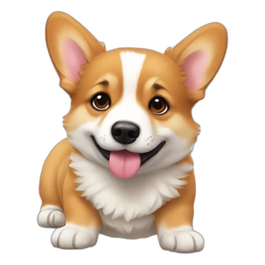 Corgi kissing a baby on the mouth sticker