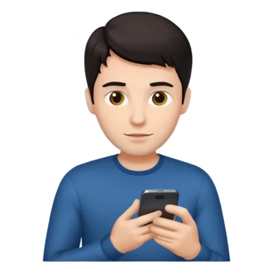 Dark haired man scrolling on his phone sticker