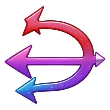color gradient between red and purple glitter arrow left sticker
