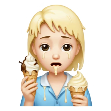 A person with 15 IQ crying over an ice cream sticker