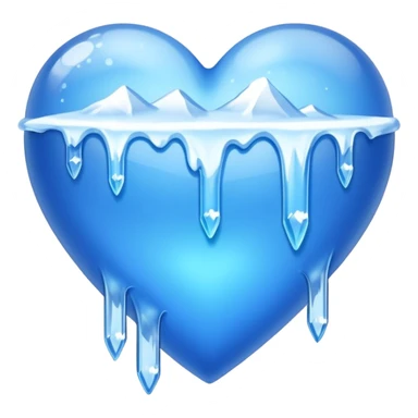 cold heart , blue heart with icicles dripping on the bottom sticker