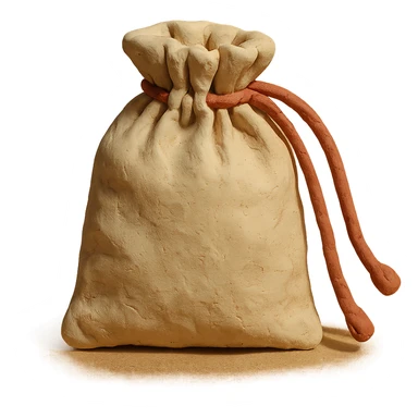 claymation style illustration of a reusable cotton pouch with drawstring closure sticker