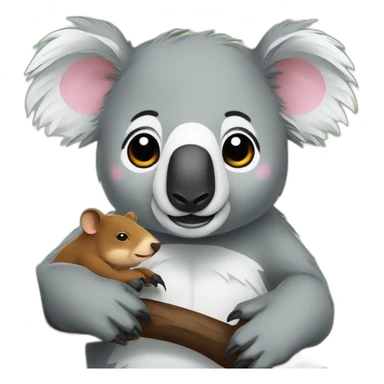 A koala with a capibara sticker