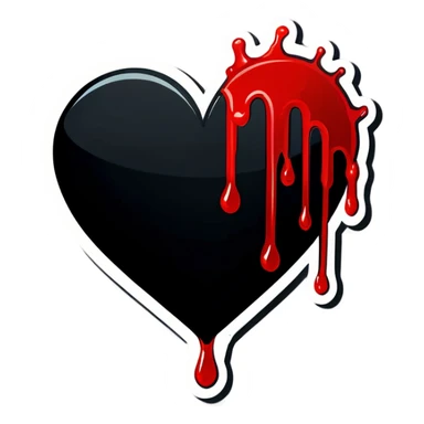 Black heart with blood drips sticker