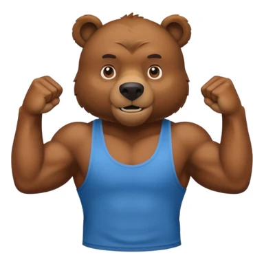 flexing brown bear with tanktop sticker