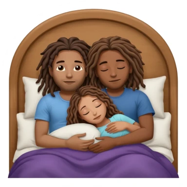couple sleeping the male is brown skin with dreads and the female is hispanic with fair skin with long wavy brunette hair sticker