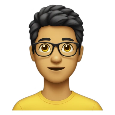 boy with yellow tinted glasses and combed black hair  sticker