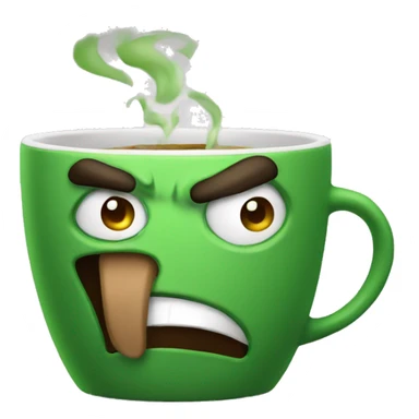 Green coffee cup that is angry sticker