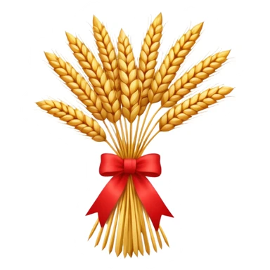 Emoji of a bundle of wheat tied with a ribbon, flat style, simple, white background sticker