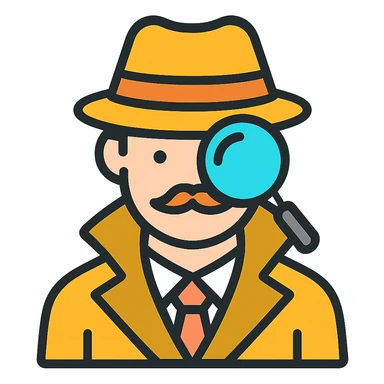detective detective character, color outline icon style sticker
