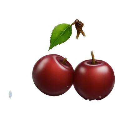 Two cherries, with brown dots, lying in the snow sticker