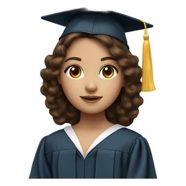 brunette girl with fair skin and big doll brown eyes wearing a graduation cap sticker
