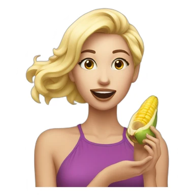 gorgeous blonde eating a banaba sticker