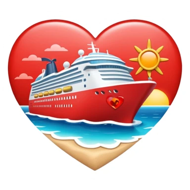 Heart with cruise ship and beach sticker