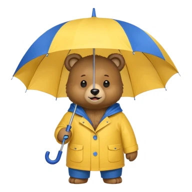 Bear with umbrella, wearing rain coat sticker