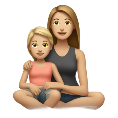 White mom with brown daughter relaxing  sticker