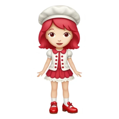 pretty and cute modern day strawberry shortcake full body with red shoes emoji sticker