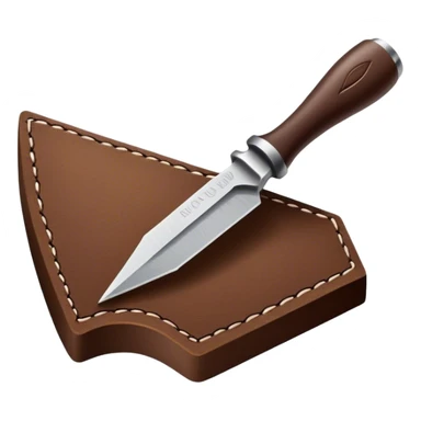 Leatherworking icon, piece of raw leather with started engraving, engraving tool or chisel, stamp or press, textured surface, minimalistic style, clean lines, transparent background. sticker