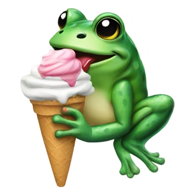 Frog eating ice cream sticker