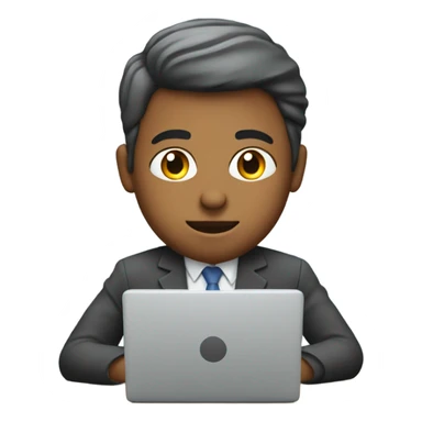 office worker seating at desk with lapton sticker