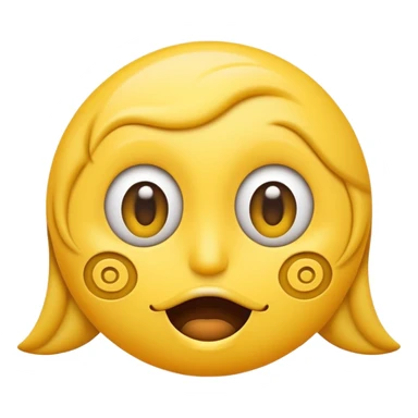 an emoji face with a straight line mouth and swirly eyes  sticker