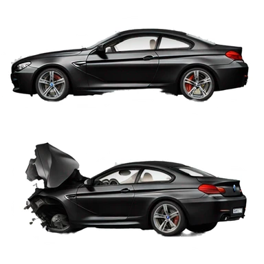 Crashed black BMW M6 2024 sticker