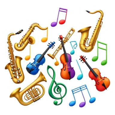 musical notes and instruments sticker