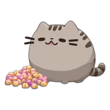 pusheen-crying-eating-candy sticker