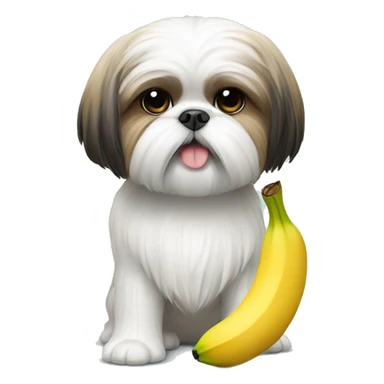 shih-tzu with a banana in hand sticker