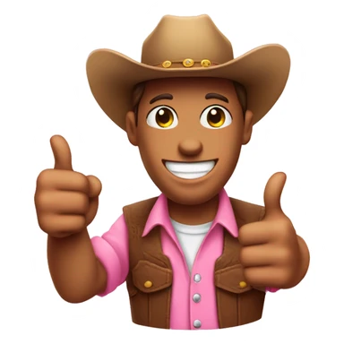 A smiling pink emoji face wearing a preppy cowboy hat holding both of their thumbs up sticker