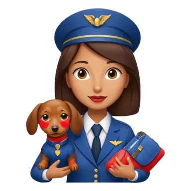 Flight attendant with dachshund sticker