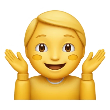 Face with person giving themselves a high five. use the standard yellow emoji with hands should be touching with visual showing a clap sticker
