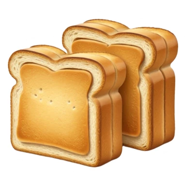 pair of crisp rectangular toast slices, golden-brown edges, airy texture, stacked or overlapping, soft lighting, subtle shadows, emoji scale sticker