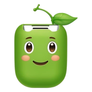 green pea wearing only one airpod sticker