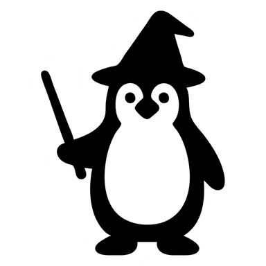 a penguin wizard with hat and wand sticker