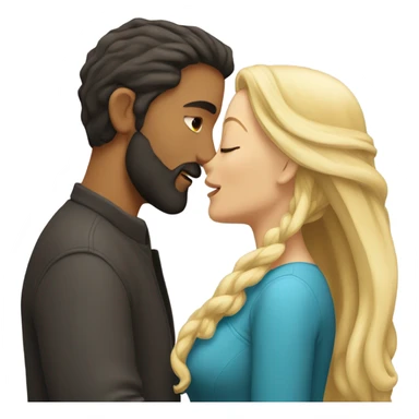 Man with dark hair and beard kissing white woman blonde long hair  sticker
