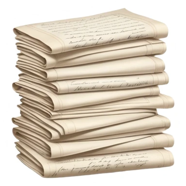 Icon for Autograph Collecting: several vintage framed with signatures of famous celebrities sheets stacked one on top of the other, each . The icon should evoke the charm and history of collecting autographs. Transparent background. sticker