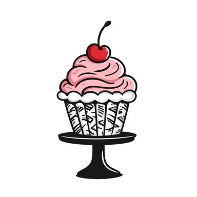 A cupcake with pink icing sticker
