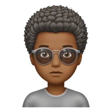 Un garçon,de couleur noir avec des lunettes de soleil grise,il a des cheveux crépus et au dessus de sa tete il est écrit BOUSS  sticker