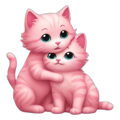 cute fluffy pink cat hugs another cat sticker