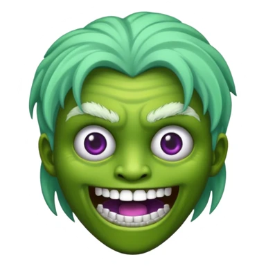 Zumbi verde com dentes prata e cabelo roxo novo sticker