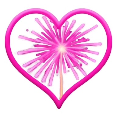 Neon pink fireworks that form a heart  sticker