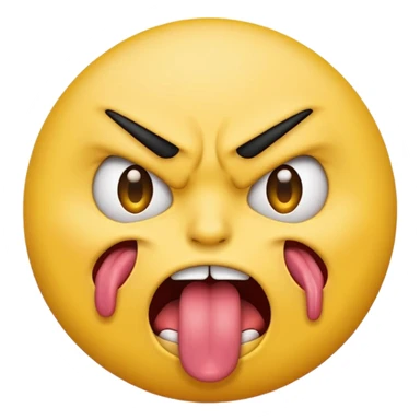 an angry emoji with his tounge sticking out sticker